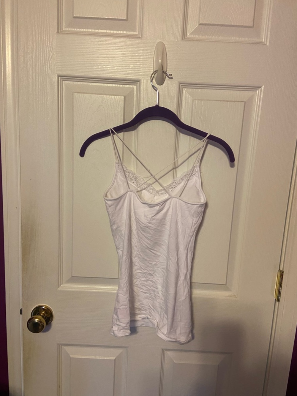 No Boundaries White Lace-Trim Crisscross Cami